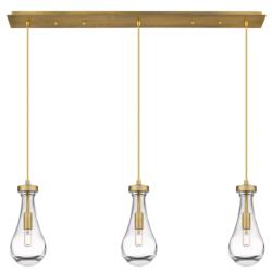 Owego 37" Wide Brushed Brass 3-Light Linear Pendant