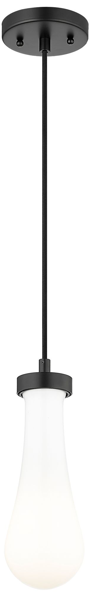 Owego 4" Wide Matte Black Cord Hung Pendant With Gloss White Shade