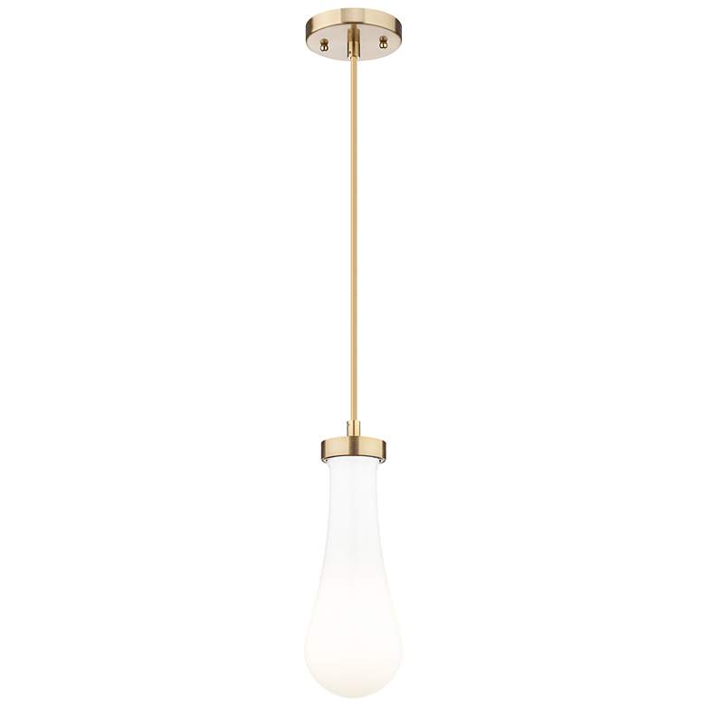 Image 1 Owego 4" Wide Champagne Bronze Cord Hung Pendant With Gloss White Shade