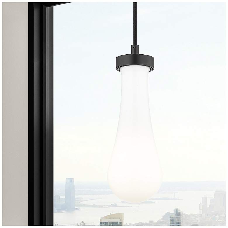 Image 1 Owego 4" Wide Matte Black Cord Hung Pendant With Gloss White Shade