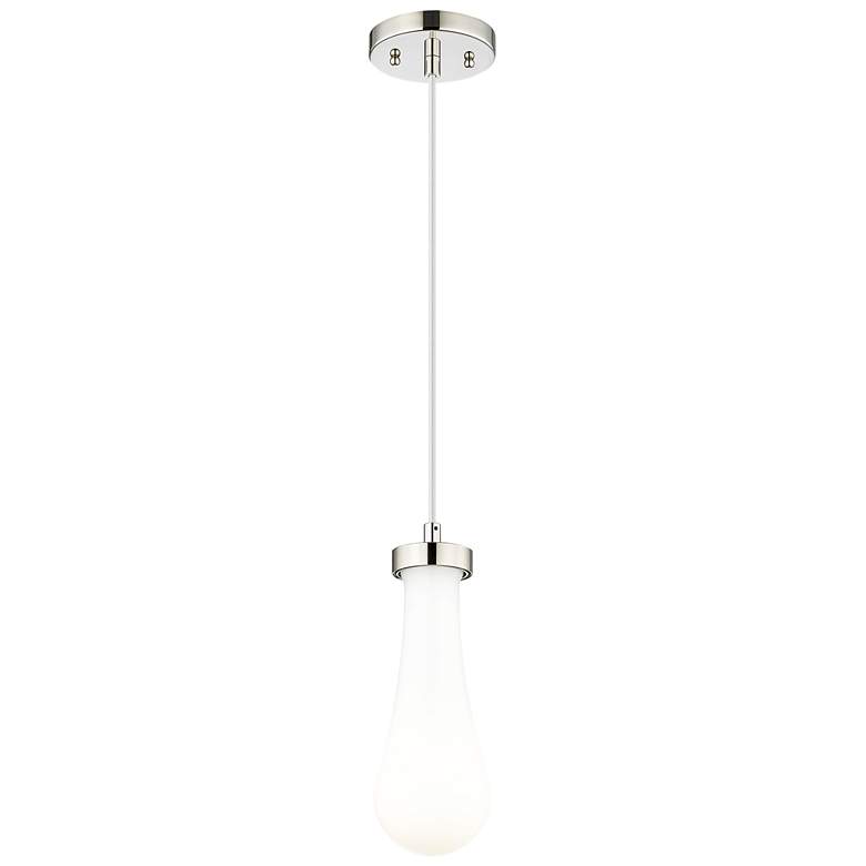 Image 2 Owego 4" Wide Polished Nickel Cord Hung Pendant With Gloss White Shade