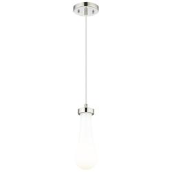 Owego 4" Wide Polished Nickel Cord Hung Pendant With Gloss White Shade