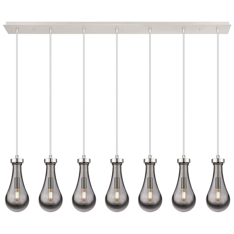 Image 1 Owego 48.88" Wide 7 Light Brushed Brass Linear Pendant w/ Light Smoke