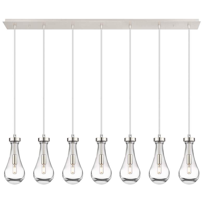 Image 1 Owego 48.88 inch Wide 7 Light Brushed Brass Linear Pendant With Clear Shad