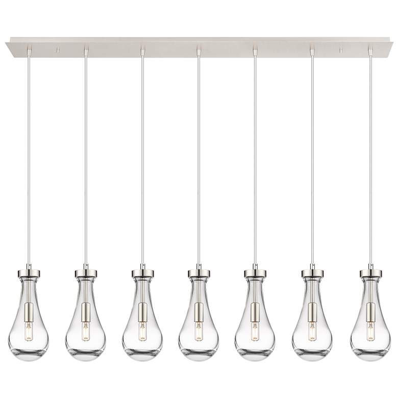 Image 1 Owego 48.88" Wide 7 Light Brushed Brass Linear Pendant With Clear Shad