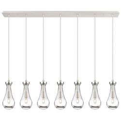 Owego 48.88" Wide 7 Light Brushed Brass Linear Pendant With Clear Shad