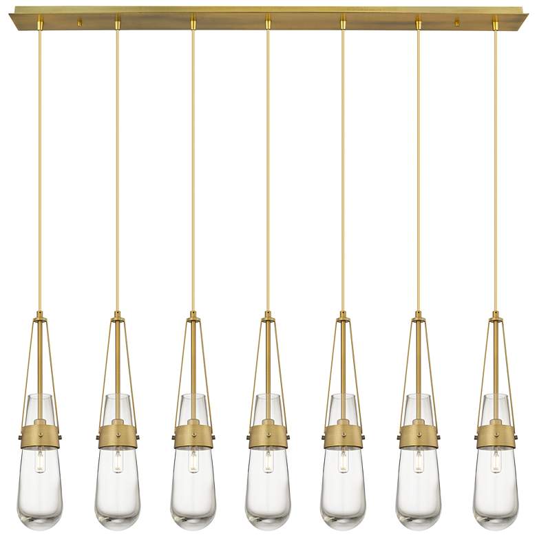 Image 1 Owego 48.88" Wide 7 Light Matte Black Linear Pendant With Clear Shade