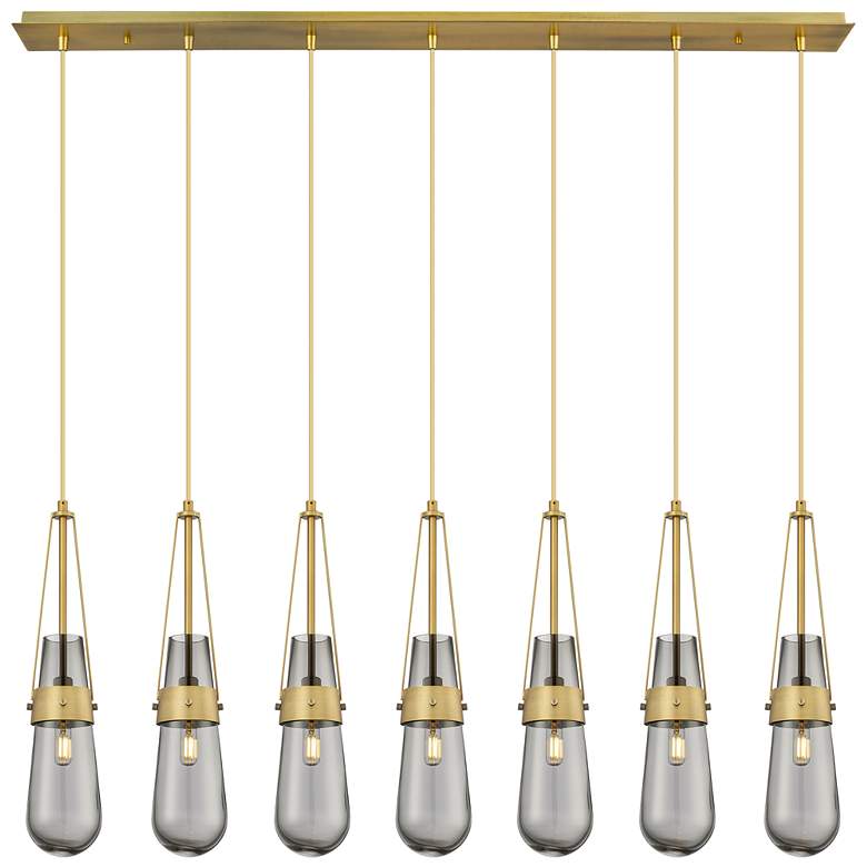 Image 1 Owego 48.88" Wide 7 Light Matte Black Linear Pendant With Light Smoke