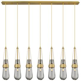 Owego 48.88" Wide 7 Light Matte Black Linear Pendant With Light Smoke Owego 48.88" Wide 7 Light Matte Black Linear Pendant With Light Smoke