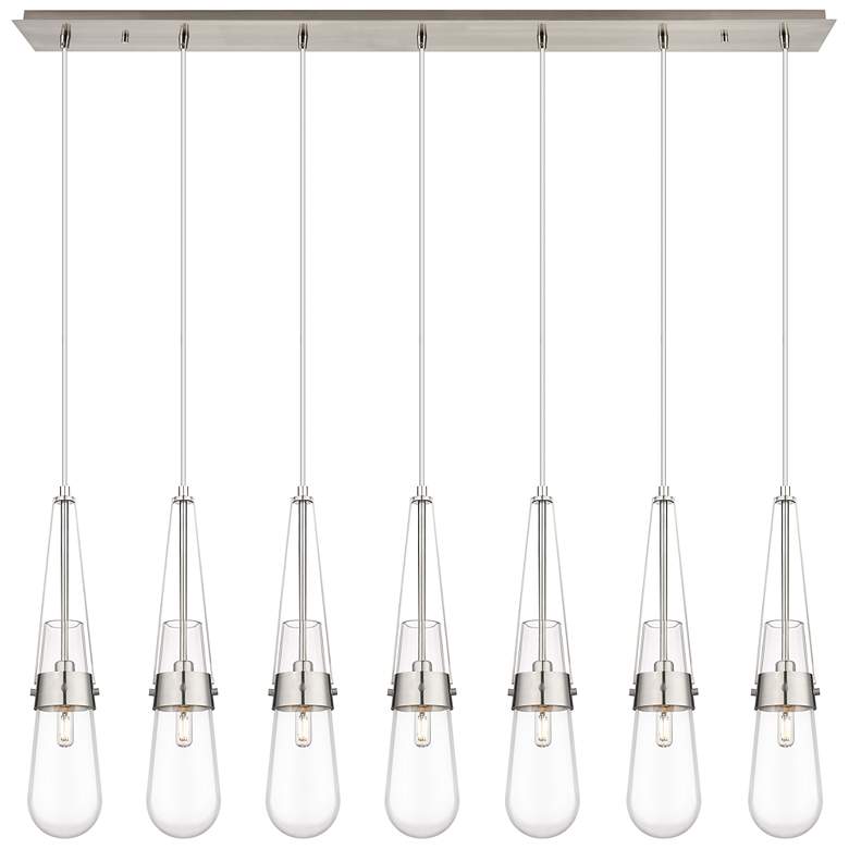 Image 1 Owego 48.88" Wide 7 Light Polished Nickel Linear Pendant With Clear Sh