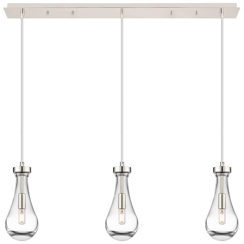 Image 1 Owego 48.88"W 7 Light Brushed Nickel Linear Pendant w/ Light Smoke Sha