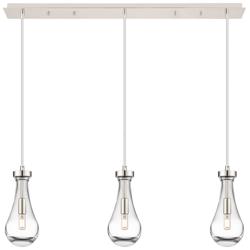 Owego 48.88"W 7 Light Brushed Nickel Linear Pendant w/ Light Smoke Sha