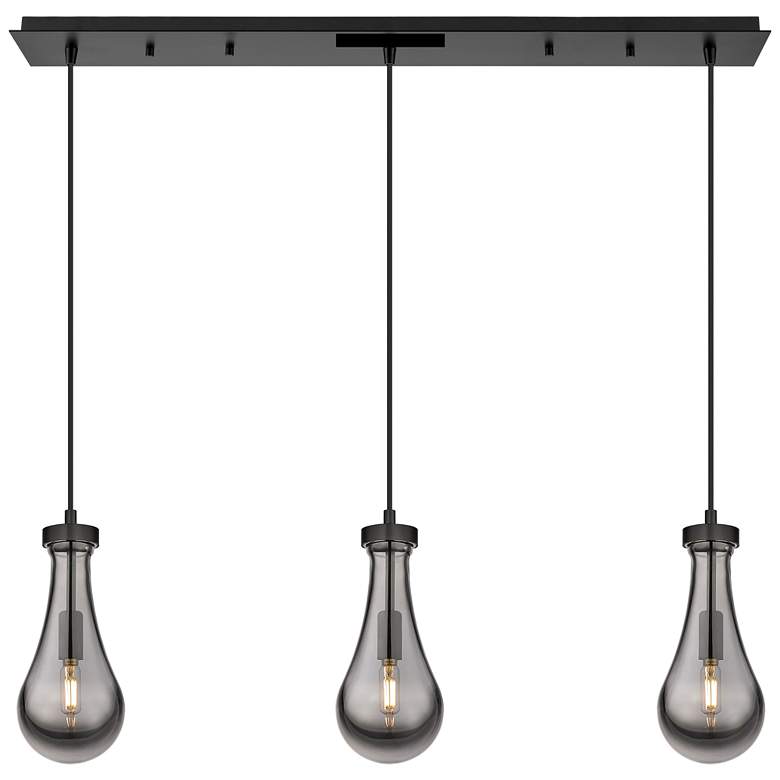 Image 1 Owego 48.88"W 7 Light Brushed Satin Nickel Linear Pendant w/ Clear Sha