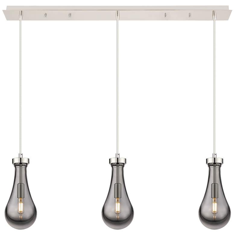 Image 1 Owego 48.88"W 7 Light Polished Nickel Linear Pendant w/ Light Smoke Sh