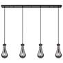 Owego 49"W Matte Black 4-Light Linear Pendant w/ Smoke Glass