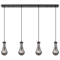 Owego 49"W Matte Black 4-Light Linear Pendant w/ Smoke Glass