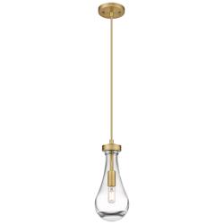 Owego 5.13" Wide Cord Hung Brushed Brass Pendant With Clear Shade