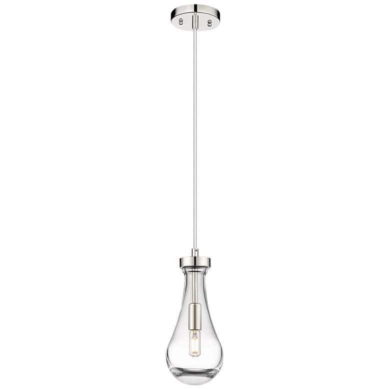 Image 1 Owego 5.13 inch Wide Cord Hung Polished Nickel Pendant With Clear Shade
