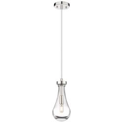 Owego 5.13&quot; Wide Cord Hung Polished Nickel Pendant With Clear Shade