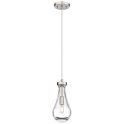 Owego 5.13" Wide Cord Hung Satin Nickel Pendant With Clear Shade