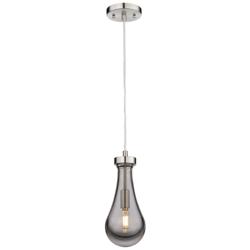Owego 5.13" Wide Cord Hung Satin Nickel Pendant With Smoke Shade