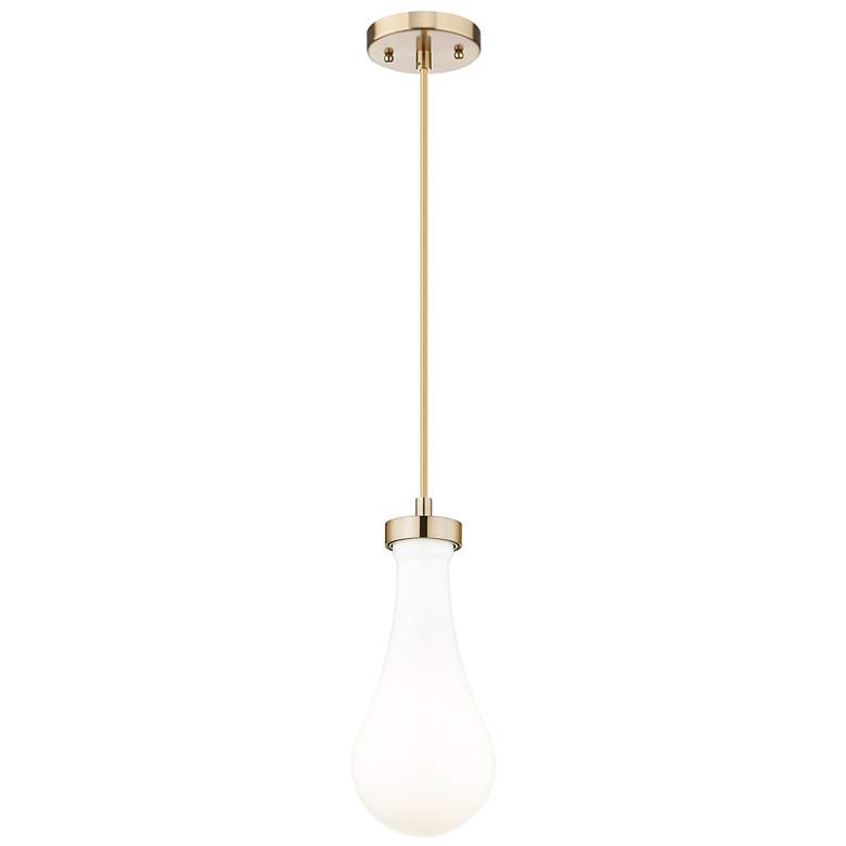 Image 1 Owego 5" Wide Champagne Bronze Cord Hung Pendant With Gloss White Shade