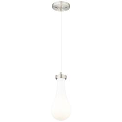 Owego 5" Wide Satin Nickel Cord Hung Pendant With Gloss White Shade