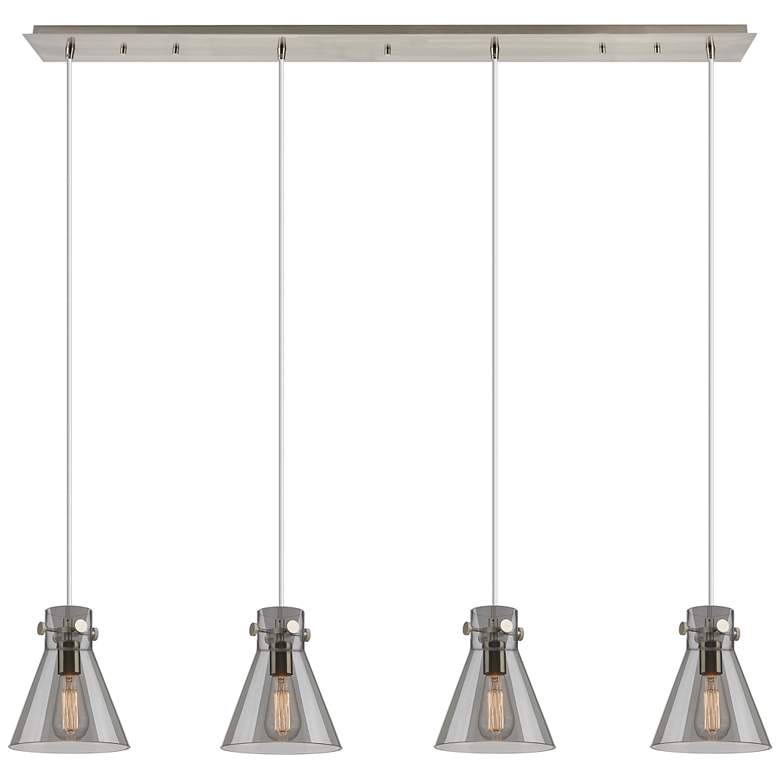 Image 1 Owego 6.38"W 6 Light Polished Nickel Multi Pendant With Light Smoke Sh