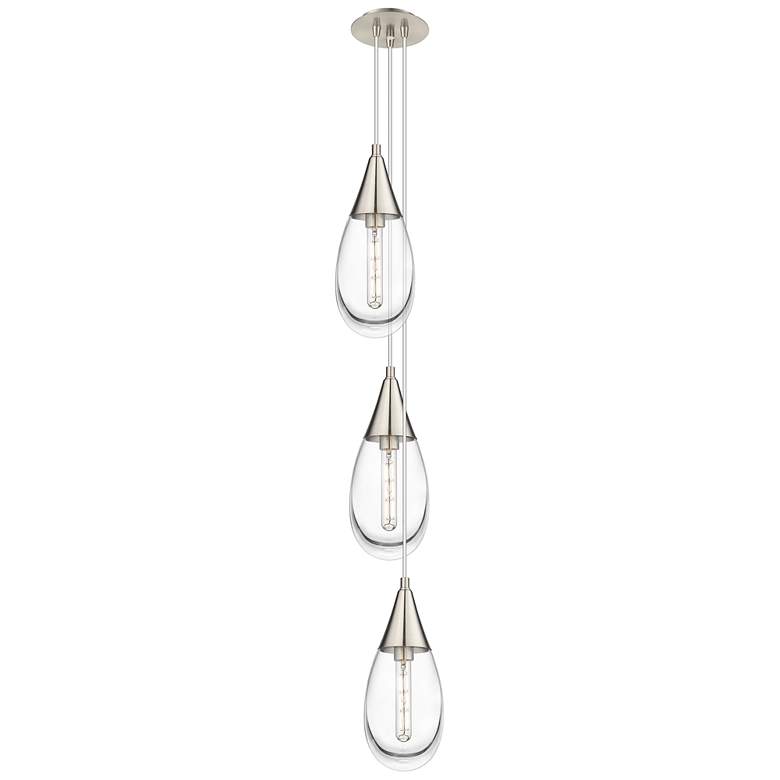 Image 1 Owego 7.13 inch Wide 3 Light Brushed Satin Nickel Multi Pendant w/ Clear S