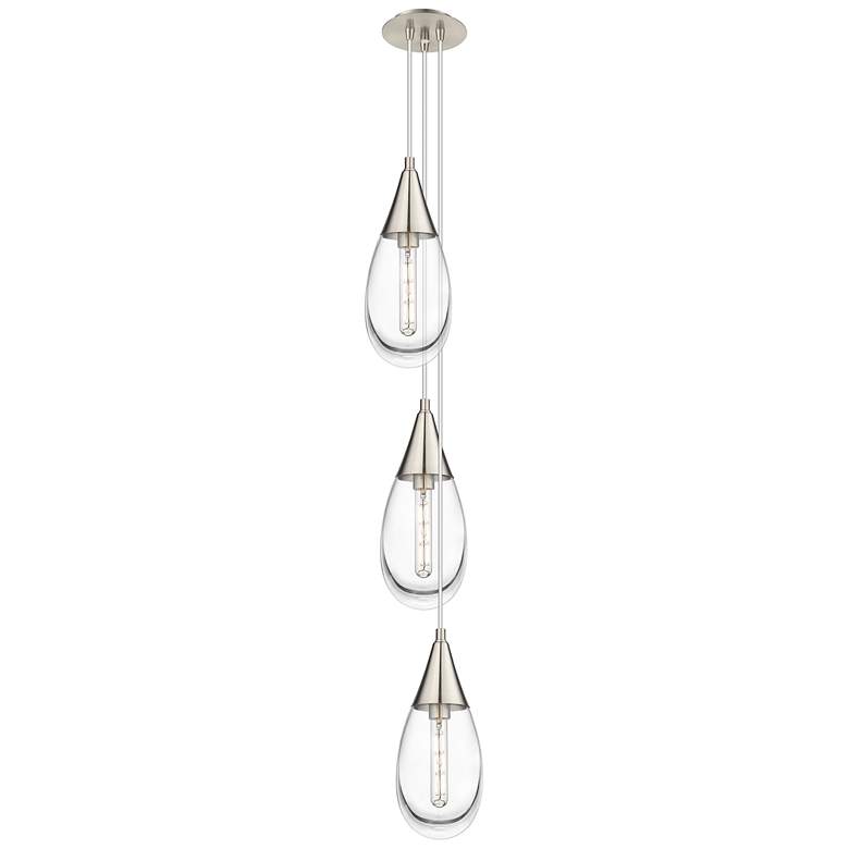 Image 1 Owego 7.13" Wide 3 Light Brushed Satin Nickel Multi Pendant w/ Clear S