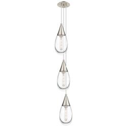 Owego 7.13&quot; Wide 3 Light Brushed Satin Nickel Multi Pendant w/ Clear S