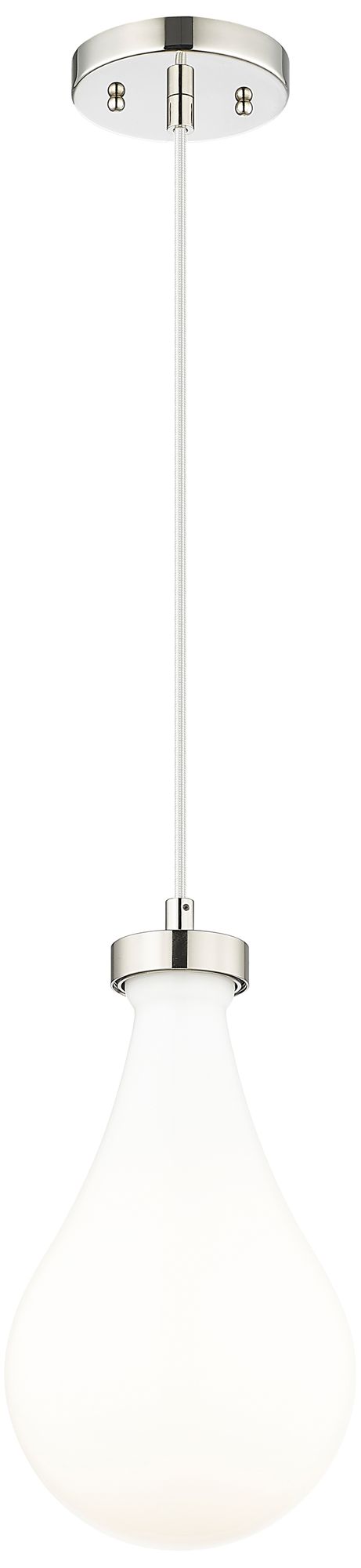 Owego 7" Wide Polished Nickel Cord Hung Pendant With Gloss White Shade