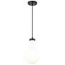 2_Owego 7" Wide Matte Black Cord Hung Pendant With Gloss White Shade