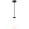 Owego 7" Wide Matte Black Cord Hung Pendant With Gloss White Shade