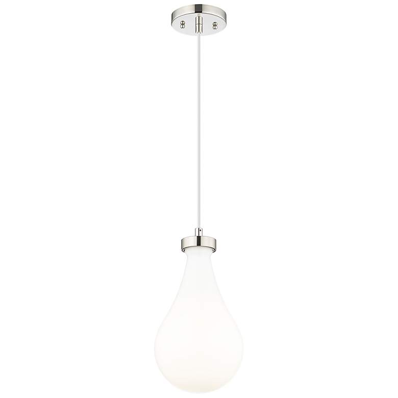 Image 2 Owego 7" Wide Polished Nickel Cord Hung Pendant With Gloss White Shade