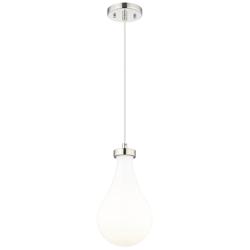 Owego 7" Wide Polished Nickel Cord Hung Pendant With Gloss White Shade