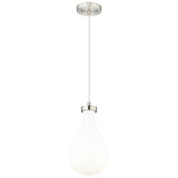 Owego 7" Wide Satin Nickel Cord Hung Pendant With Gloss White Shade
