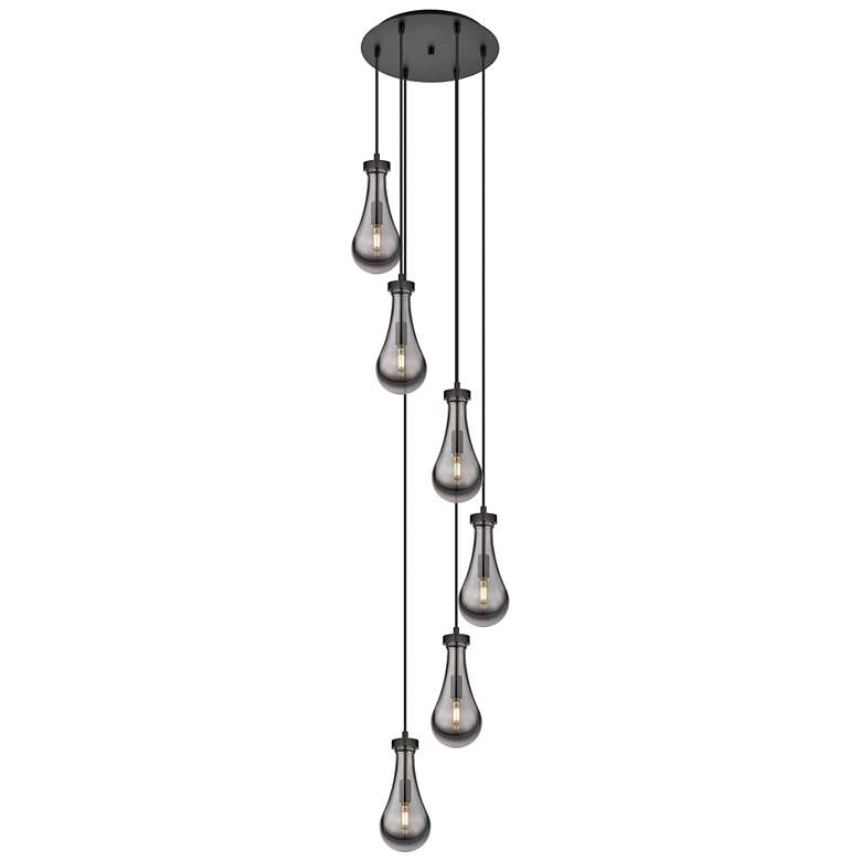 Image 1 Owego Multi Pendant Ceiling Light in Matte Black, Light Smoke Glass