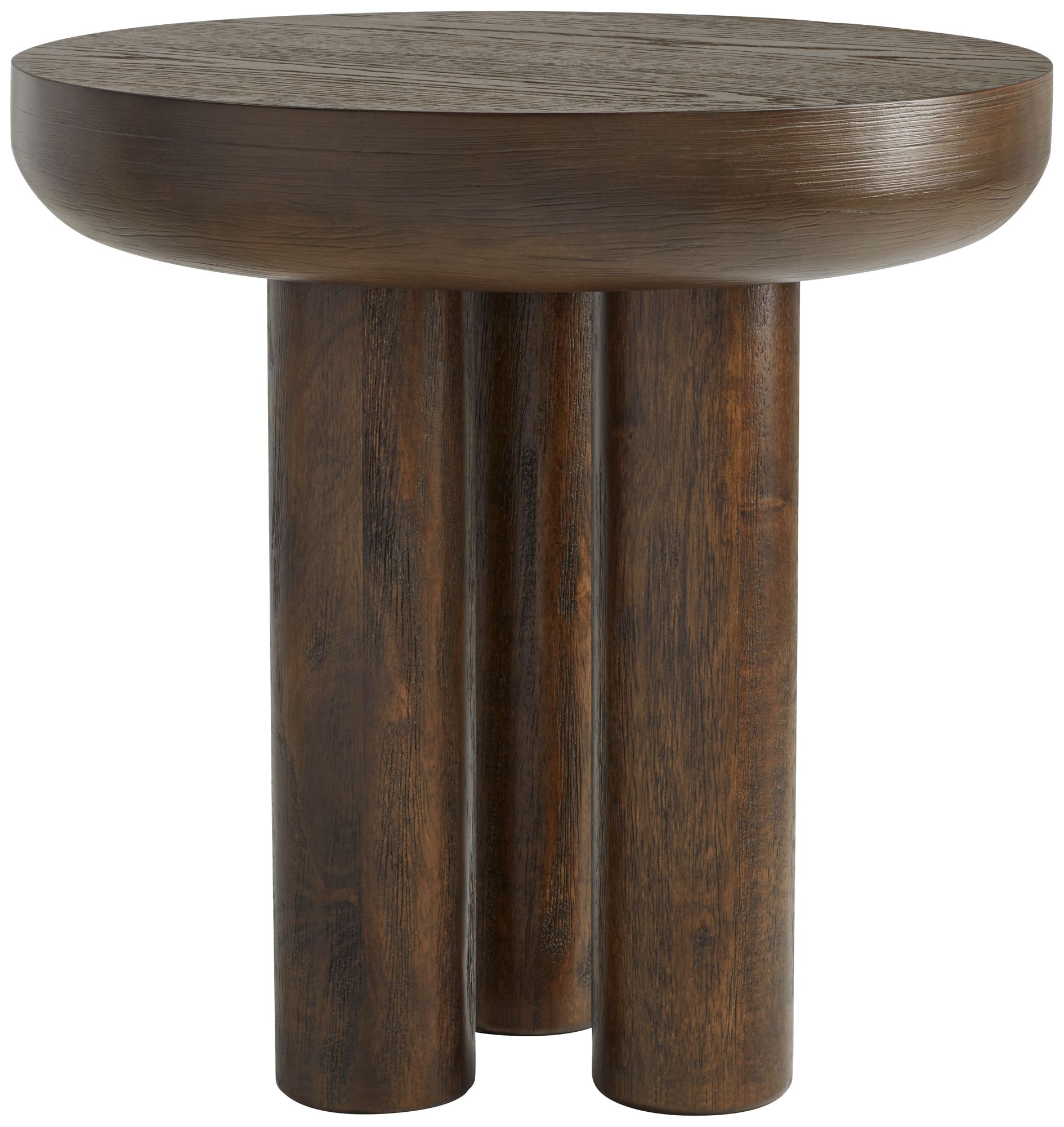 Image 5 Owen 19" High Rustic Modern Walnut Finish Wood Pedestal Side Table more views