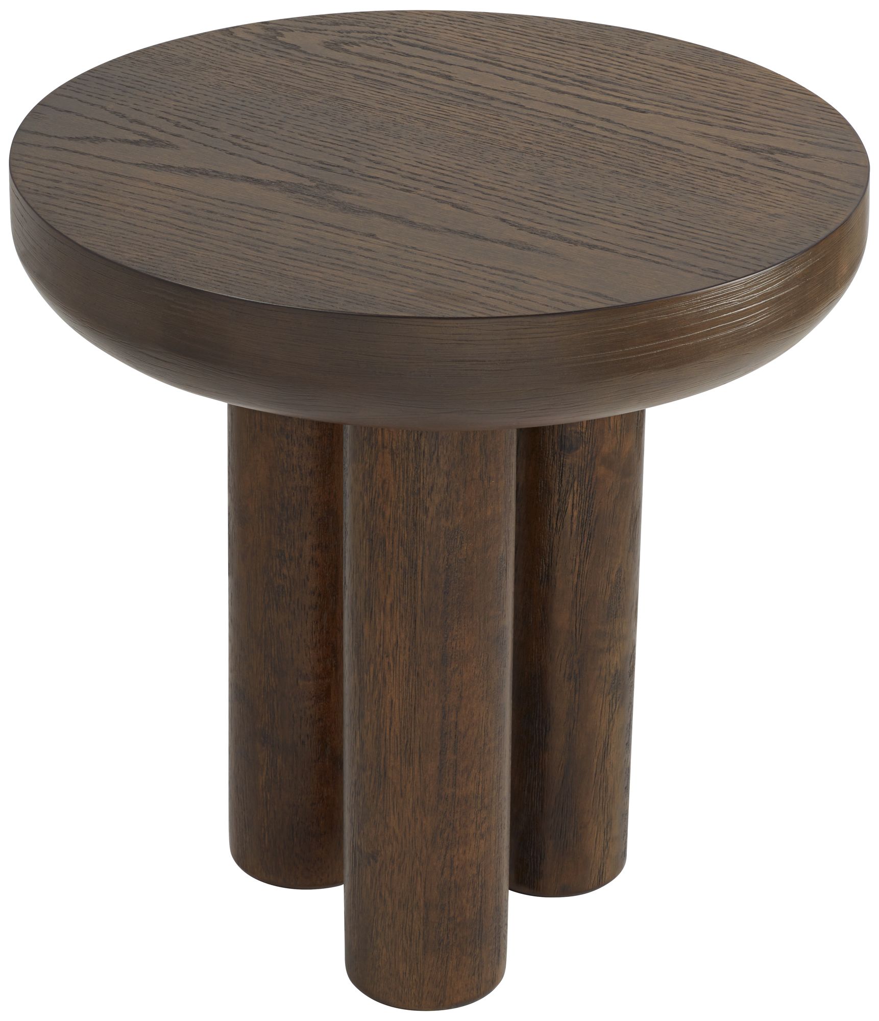 Image 6 Owen 19" High Rustic Modern Walnut Finish Wood Pedestal Side Table more views