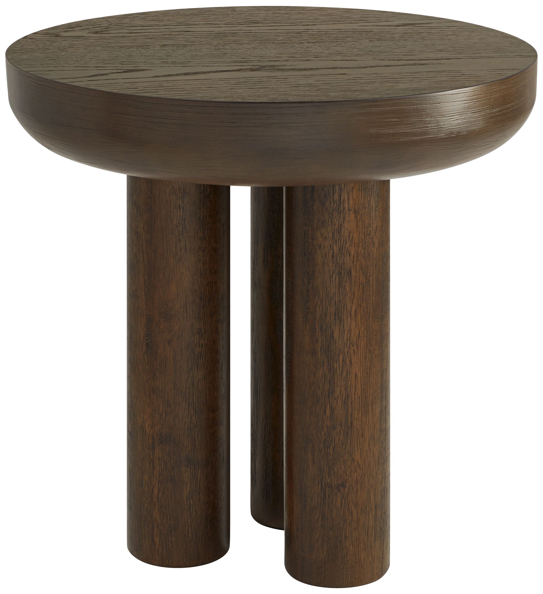 Image 7 Owen 19" High Rustic Modern Walnut Finish Wood Pedestal Side Table more views