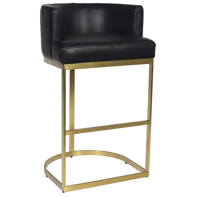 Image 1 Owen Leather Bar Stool (Modern Black)
