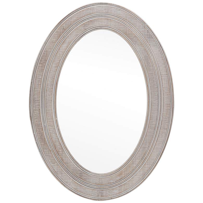 Image 1 Owen Whitewashed Wooden Oval Wall Mirror