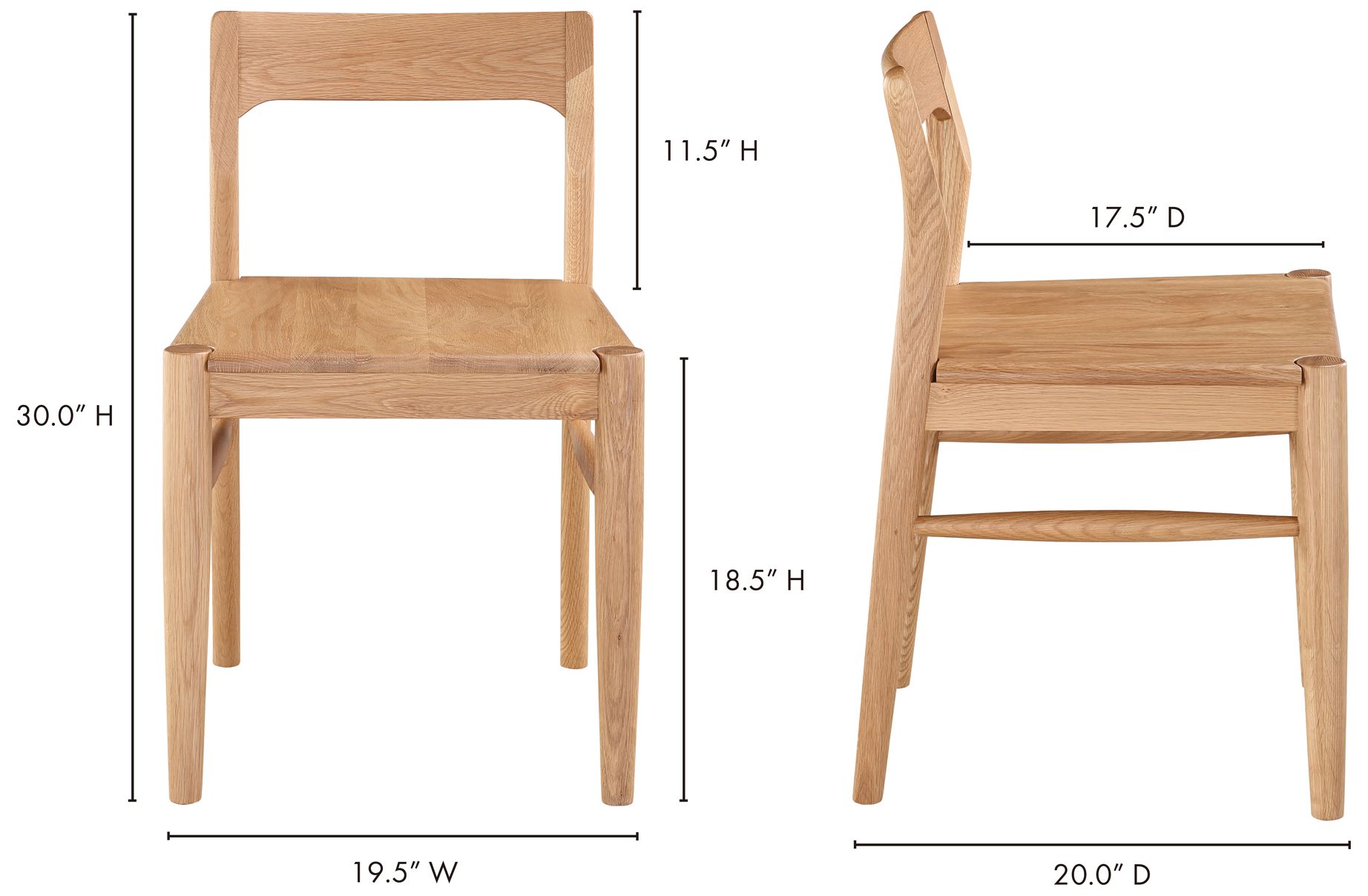 Owing Dining Chair Natural Oak - Set Of Two