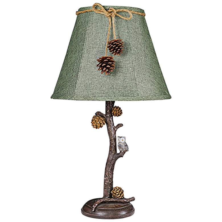 Image 1 Owl on Pine Branch 24" Western Rustic Accent Table Lamp