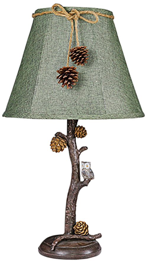 Owl on Pine Branch Rustic Western Style Accent Table Lamp 31K17