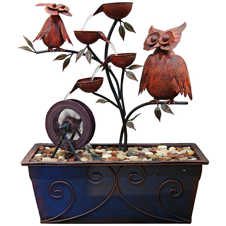 Image 1 Owl Tree Tiered 24 inch High Indoor Fountain