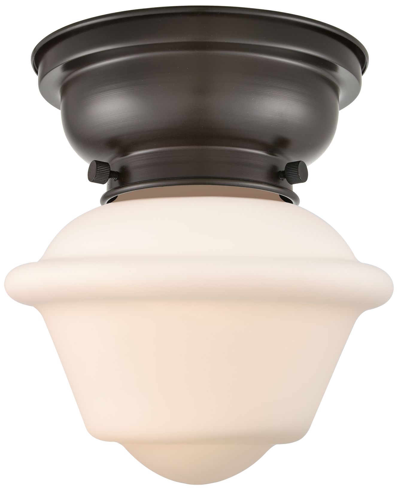 Oxford - 1 Light - 8in - Oil Rubbed Bronze - Matte White Shade - Flush