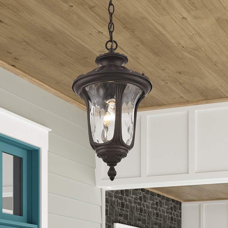Image 1 Oxford 1 Light Bronze Outdoor Pendant Lantern
