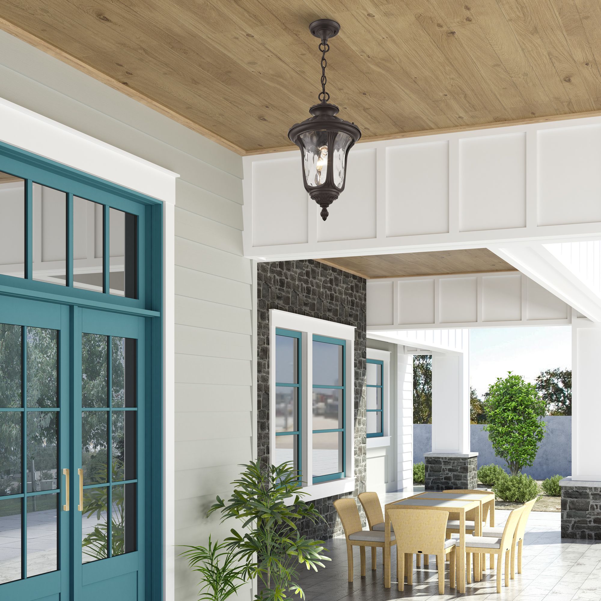 Oxford 1 Light Bronze Outdoor Pendant Lantern